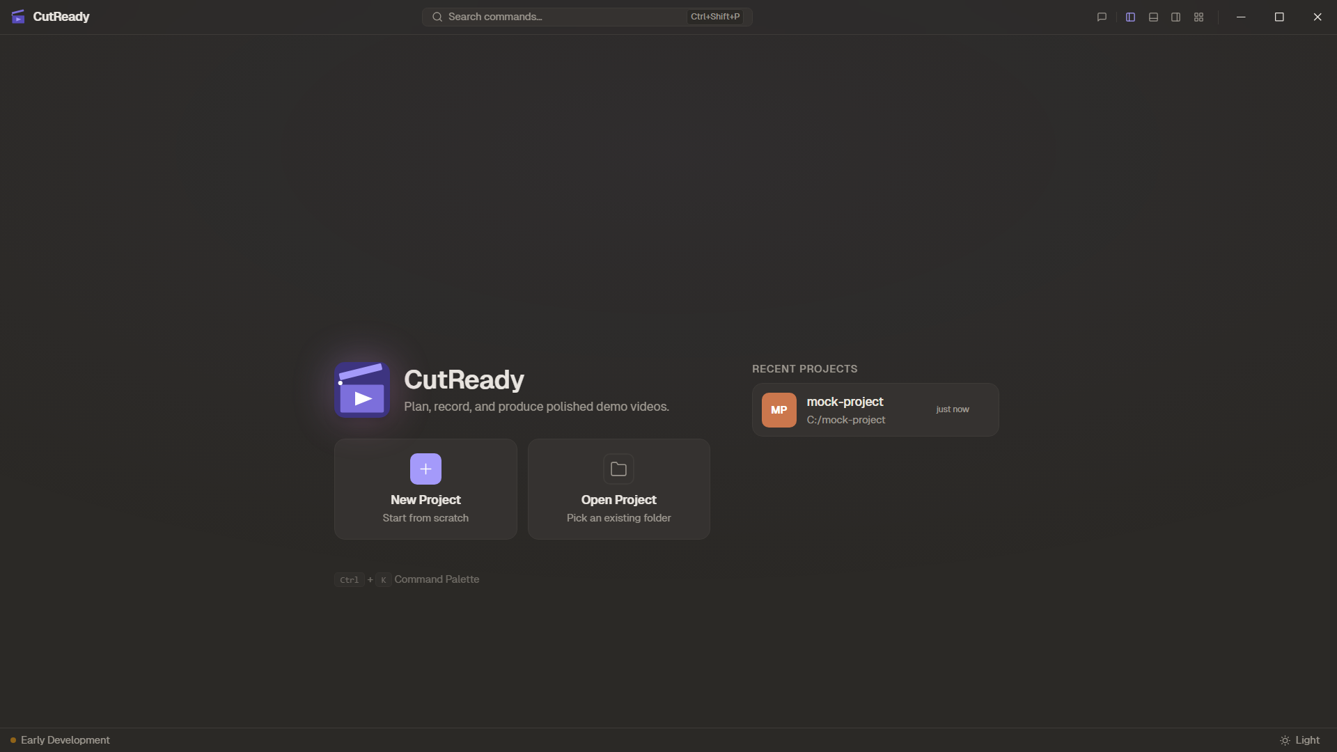 CutReady home screen