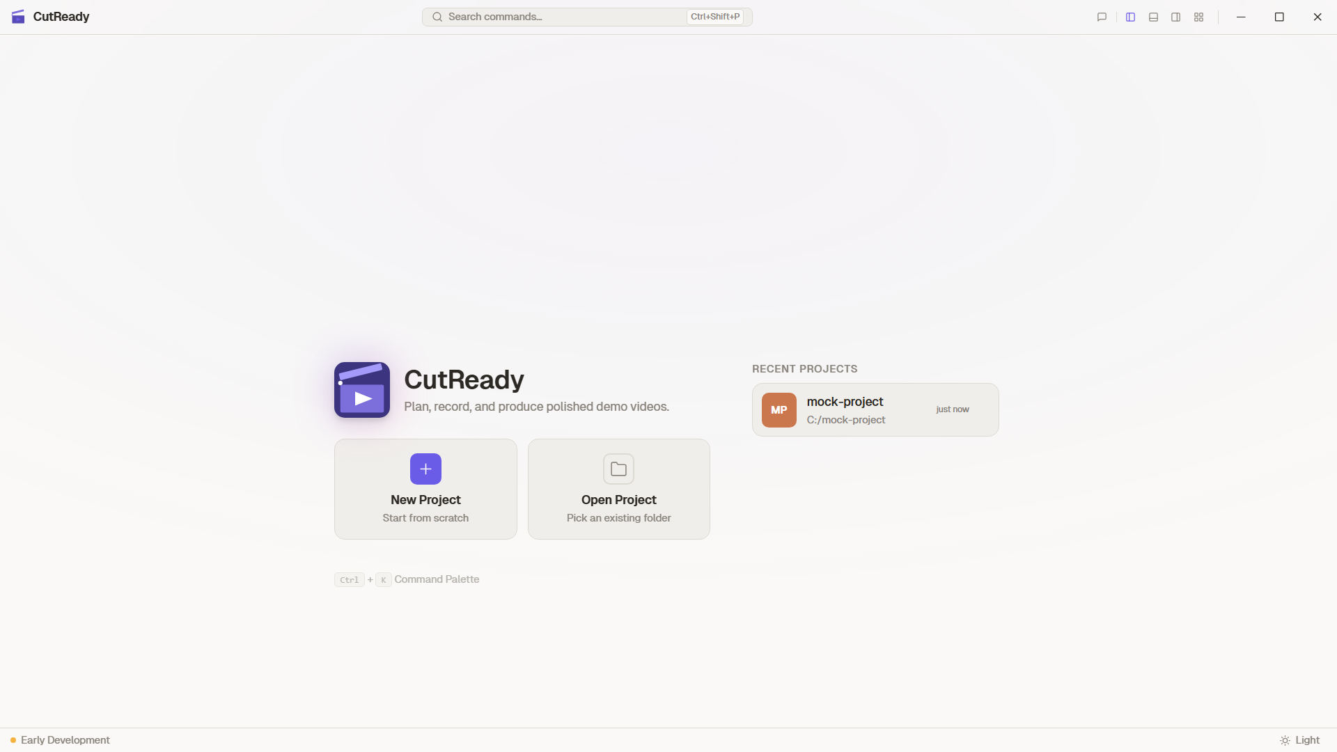 CutReady home screen
