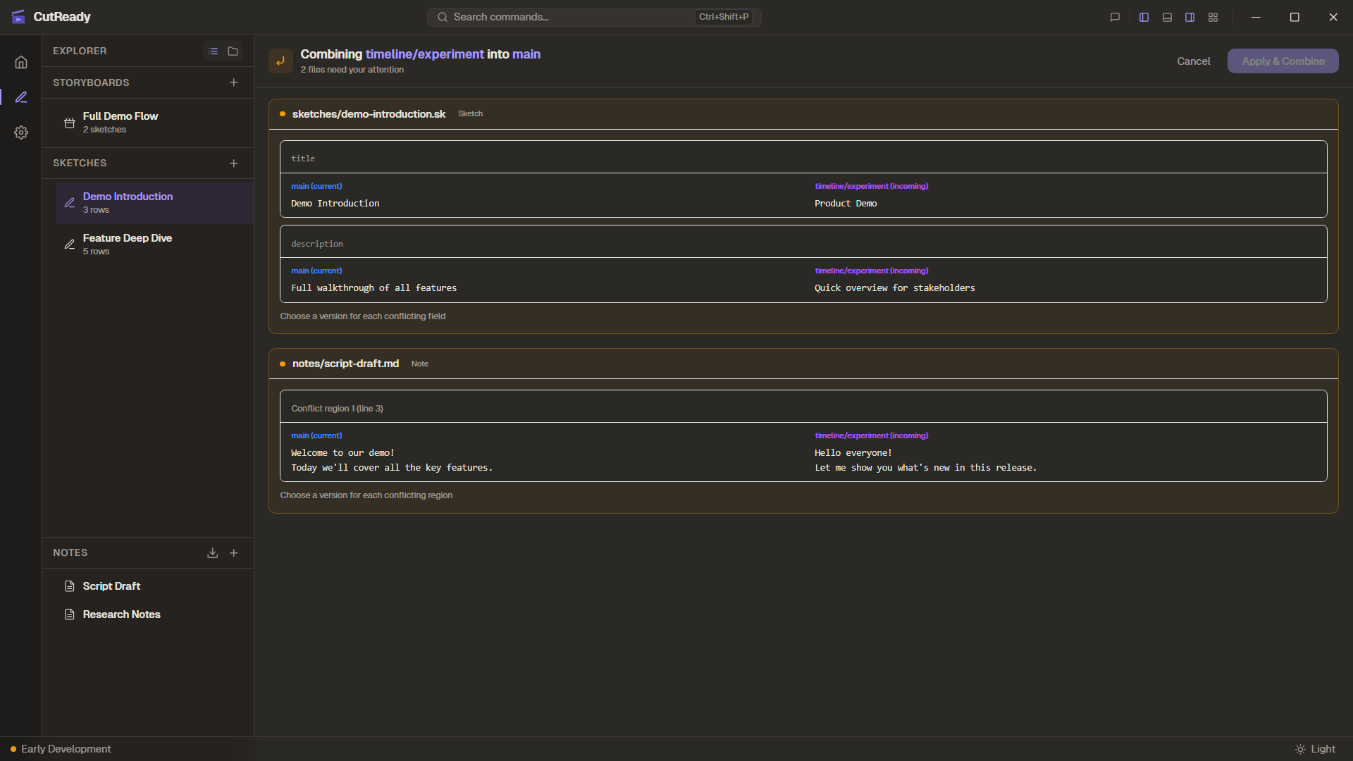 Merge conflict panel