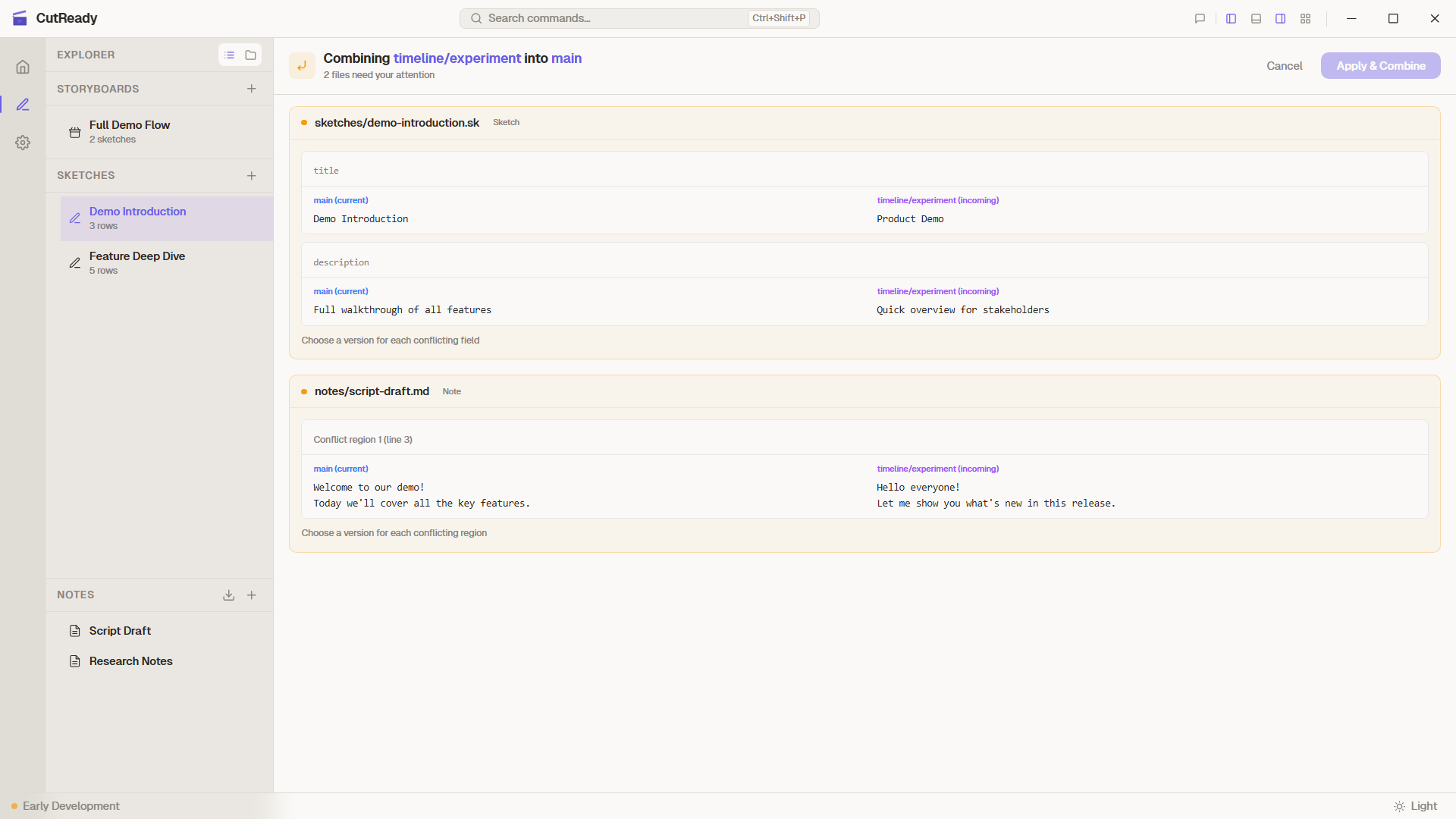 Merge conflict panel