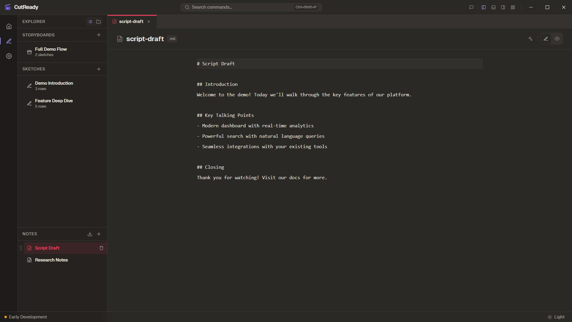 Markdown note editor