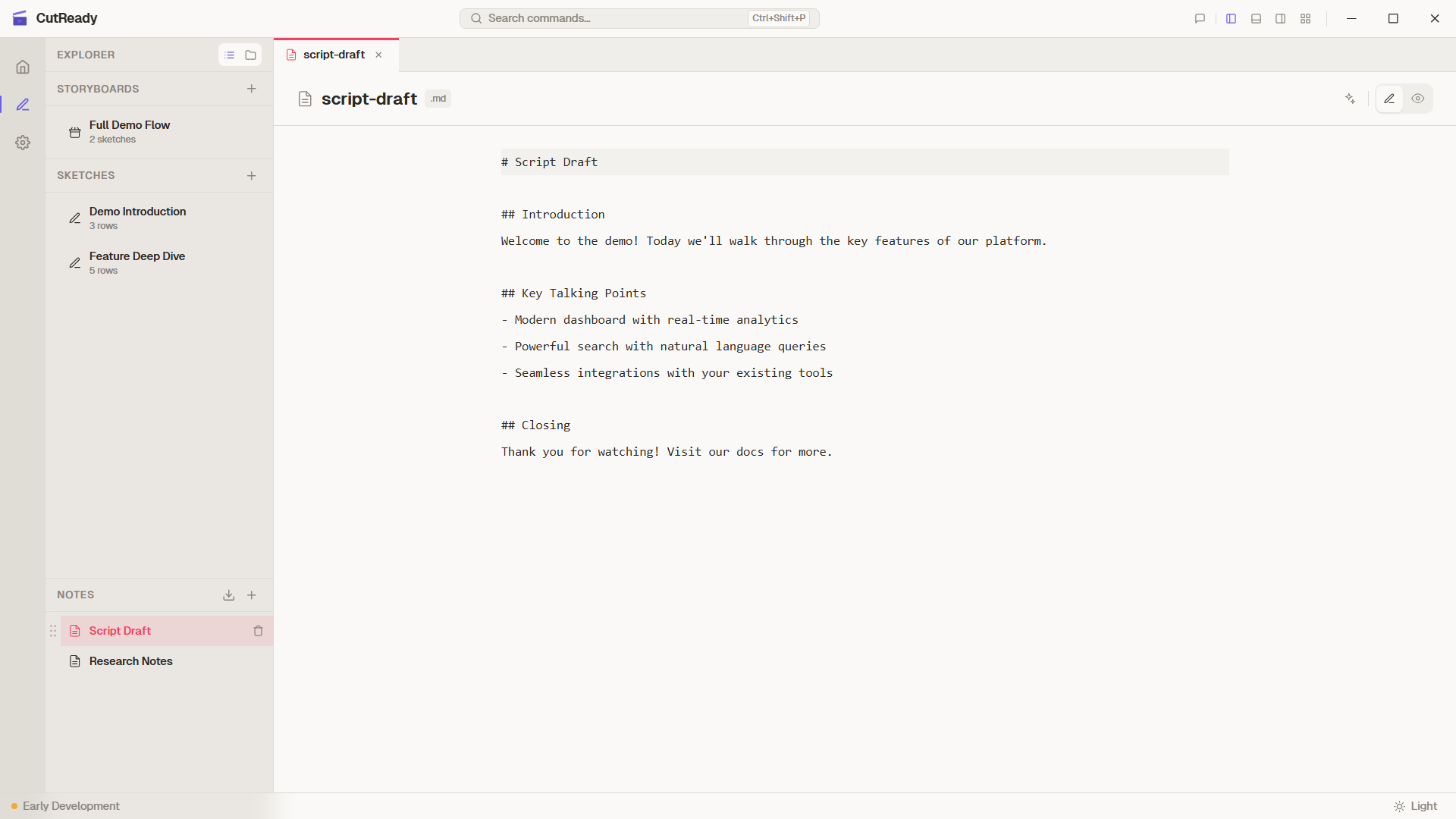 Markdown note editor