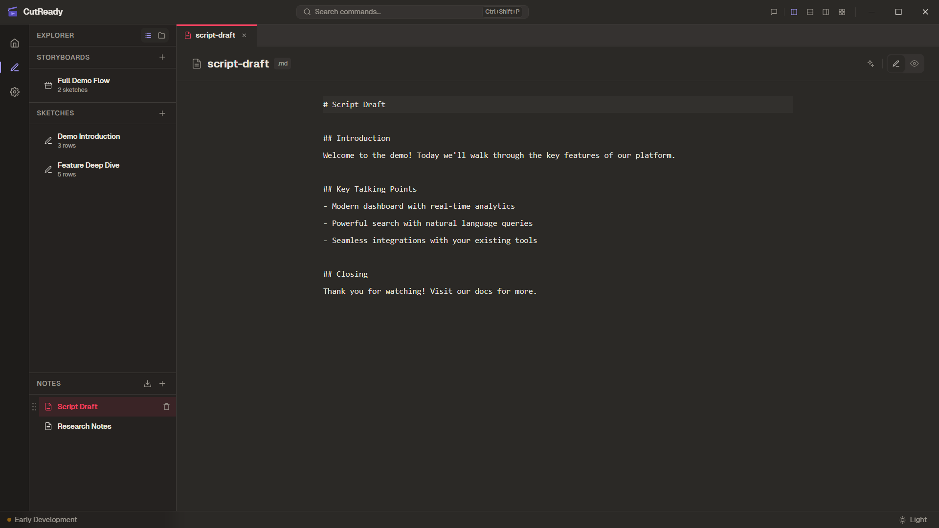 Imported document as a note