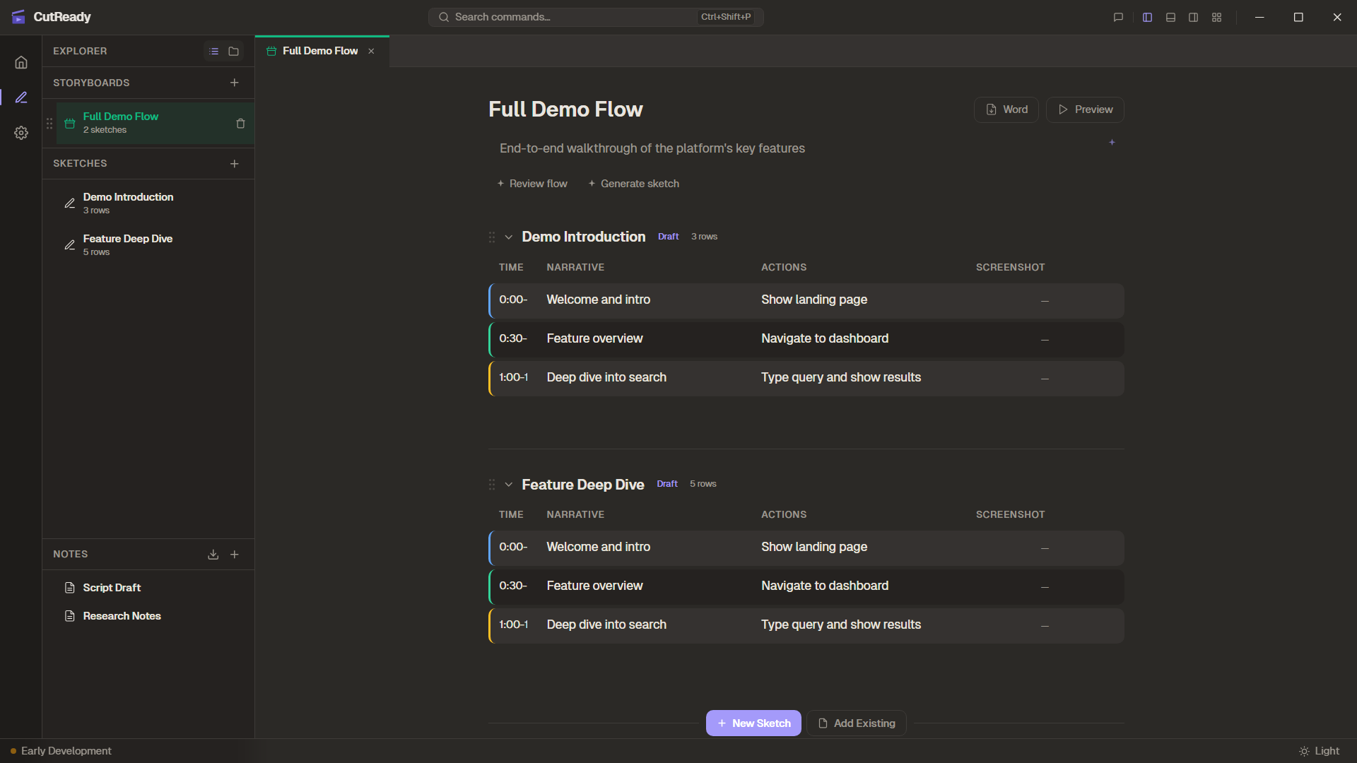 Storyboard production view