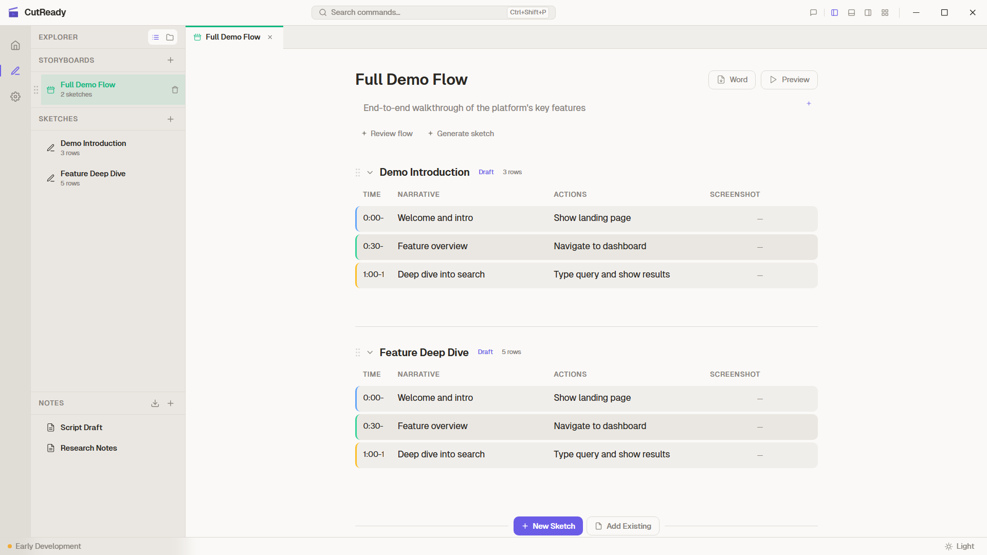 Storyboard production view